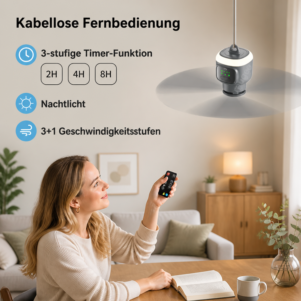 Camping Deckenventilator mit 12000 mAh Akku