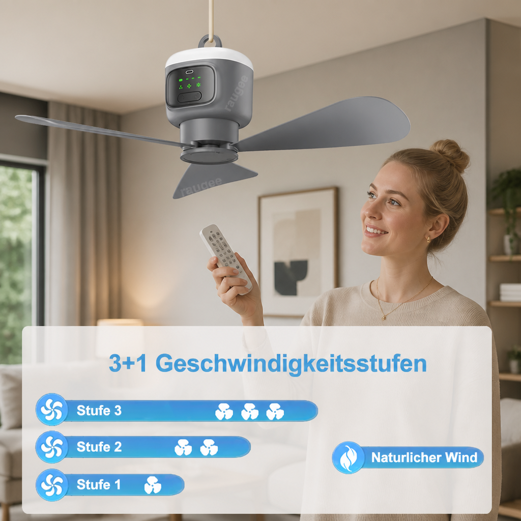 Camping Deckenventilator mit 12000 mAh Akku