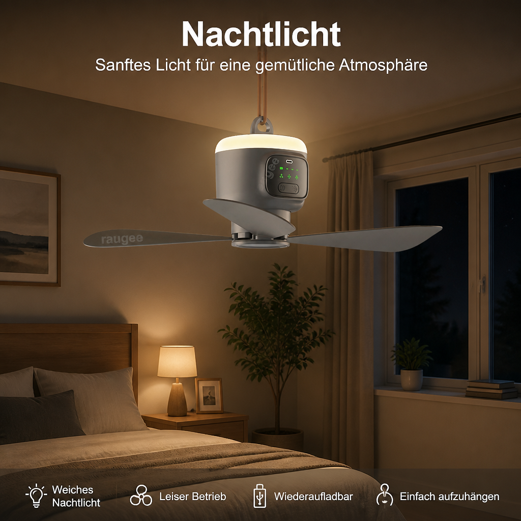 Camping Deckenventilator mit 12000 mAh Akku