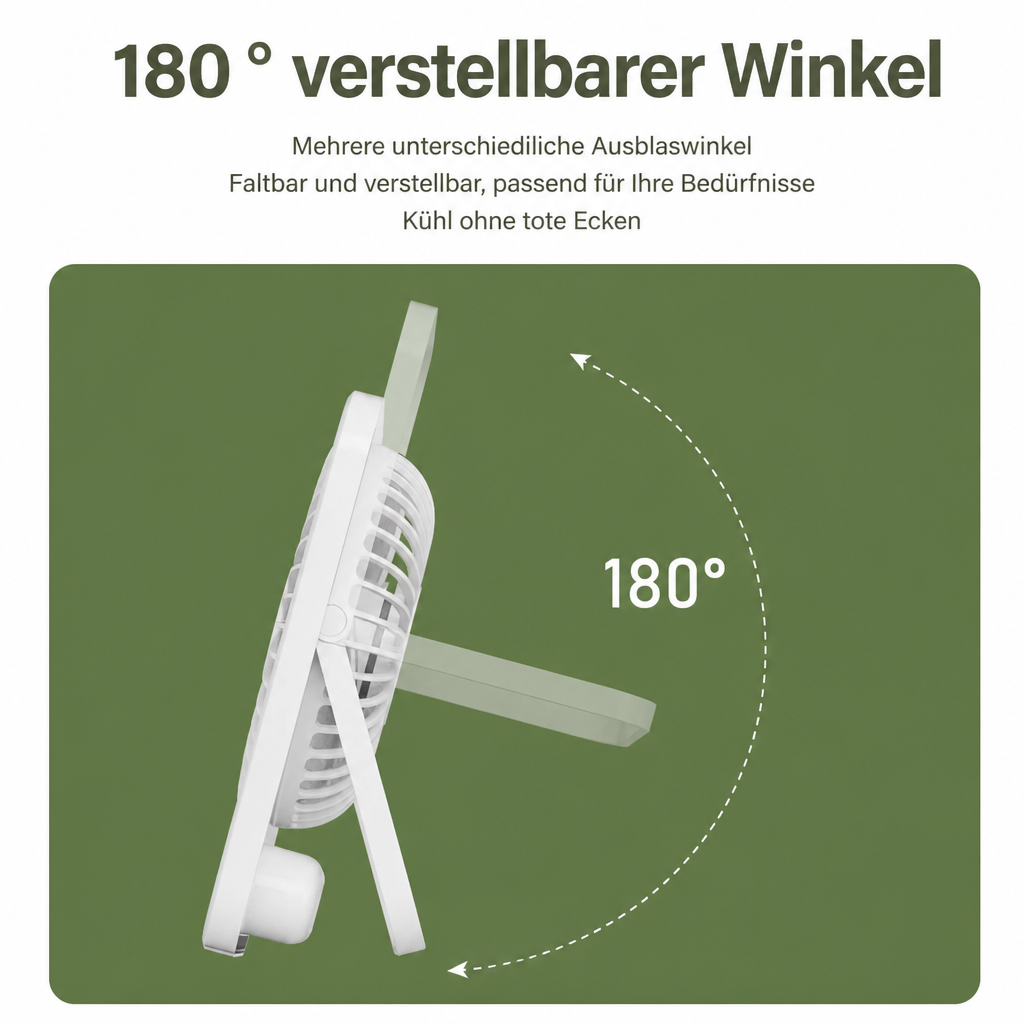Wiederaufladbarer Tischventilator mit LED-Display & 5 Stufen