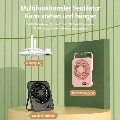 Wiederaufladbarer Tischventilator mit LED-Display & 5 Stufen