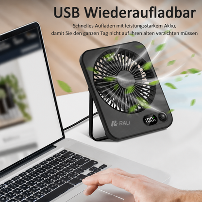 Wiederaufladbarer Tischventilator mit LED-Display & 5 Stufen