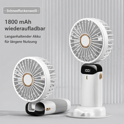 Tragbarer Mini Ventilator mit Display, 5 Stufen & USB-Akku