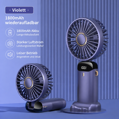 Tragbarer Mini Ventilator mit Display, 5 Stufen & USB-Akku