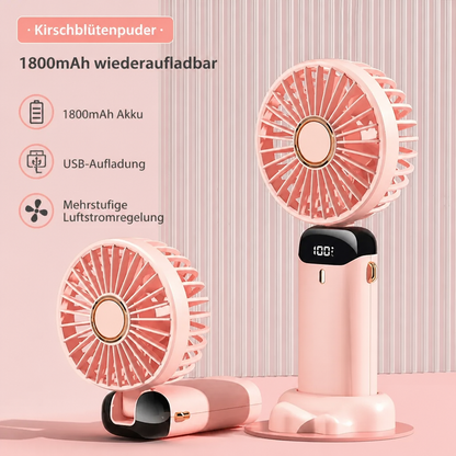 Tragbarer Mini Ventilator mit Display, 5 Stufen & USB-Akku